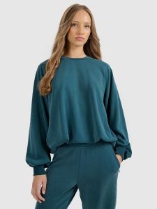 4F Bluza dresowa nierozpinana z modalem damska - turkusowa L. Niebieskie bluzy 4f, l, bez wzorów, z dresówki, bez kaptura. Za 199,99 zł.