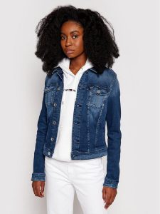 Tommy Jeans Kurtka jeansowa Vivianne DW0DW09219 Granatowy Slim Fit. Niebieskie kurtki Tommy Jeans, xxs, bez wzorów, z jeansu, bez kaptura. Za 309,99 zł.