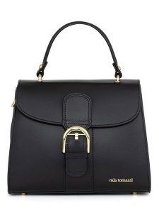 Mia Tomazzi Skórzana torebka "Domaso" w kolorze czarnym - 26 x 21 x 12 cm rozmiar: onesize. Czarne torebki klasyczne Mia Tomazzi, bez wzorów, z materiału, przez ramię, bez dodatków. Za 284,15 zł.