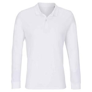 Koszulka Polo Z Długim Rękawem Dla Dorosłych Unisex Planet. Białe bluzki SOL'S, s, bez wzorów, casualowe, bez kołnierzyka, bez ramiączek. Za 87,99 zł.