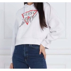 Damska Bluza Guess Icon Hoody Biała, Rozmiar S. Białe bluzy Guess, s, z aplikacjami, bez kaptura. Za 371,99 zł.