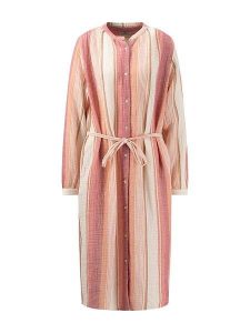 FYNCH-HATTON Sukienka w kolorze beżowo-jasnobrązowym rozmiar: 40. Brązowe sukienki FYNCH-HATTON, na co dzień, bez wzorów, z bawełny, bez kołnierzyka, bez ramiączek, midi, proste. Za 195,99 zł.