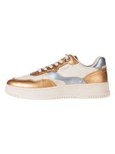 S.Oliver Sneakersy w kolorze biało-błękitno-jasnobrązowym rozmiar: 38. Białe trampki s.Oliver, bez wzorów, bez zapięcia. Za 150,02 zł.