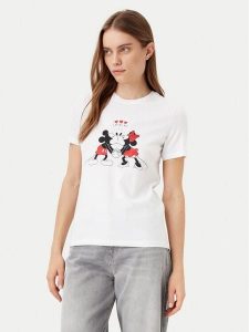 ONLY T-Shirt Mickey 15317991 Biały Regular Fit. Białe t-shirty ONLY, s, bez wzorów, z bawełny, bez kołnierzyka, bez ramiączek. Za 59,99 zł.