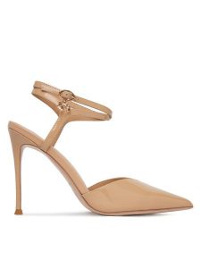 Eva Minge Szpilki MONA-SLT1582-2 Beżowy. Brązowe sandały Eva Minge, bez wzorów, z lakierowanej skóry, bez obcasa. Za 459,99 zł.