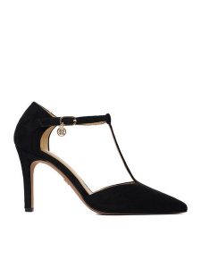 Nine West Szpilki CEO-CD25-193-1 Czarny. Czarne szpilki Nine West, bez wzorów, z materiału, bez obcasa. Za 229,99 zł.