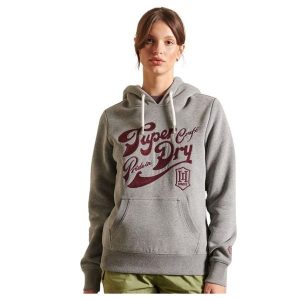 Bluza turystyczna damska Superdry Pride In Craft. Szare bluzy Superdry, l, bez wzorów, z bawełny, z kapturem. Za 198,24 zł.