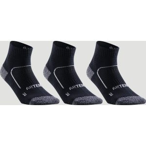 Skarpety sportowe tenis RS900 MID 3 pary. Czarne skarpetki ARTENGO, bez wzorów, z bawełny. Za 54,99 zł.