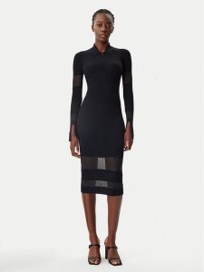 Patrizia Pepe Sukienka dzianinowa 8A1420/K078-K103 Czarny Slim Fit. Czarne sukienki Patrizia Pepe, bez wzorów, z dzianiny, bez kołnierzyka, bez ramiączek. Za 669,99 zł.