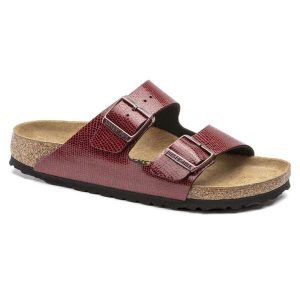 Klapki damskie Birkenstock Arizona BS regular Birko-flor. Czerwone klapki Birkenstock, bez wzorów, z jeansu, bez obcasa. Za 287,00 zł.