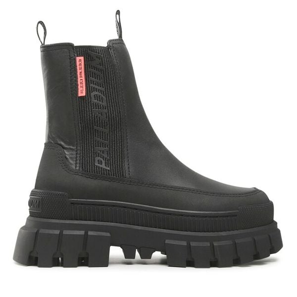 Sztyblety Palladium. Czarne botki Palladium, bez wzorów, bez obcasa, na płaskiej podeszwie, bez zapięcia. Za 489,99 zł.