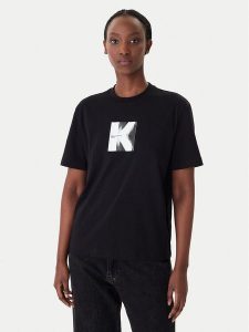Karl Lagerfeld Jeans T-Shirt B1W17055 Czarny Relaxed Fit. Czarne t-shirty Karl Lagerfeld Jeans, xl, bez wzorów, z bawełny, bez kołnierzyka, bez ramiączek. Za 219,99 zł.