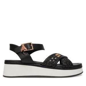 Sandały Patrizia Pepe. Czarne sandały Patrizia Pepe, bez wzorów, bez obcasa, na płaskiej podeszwie, bez zapięcia. Za 579,99 zł.