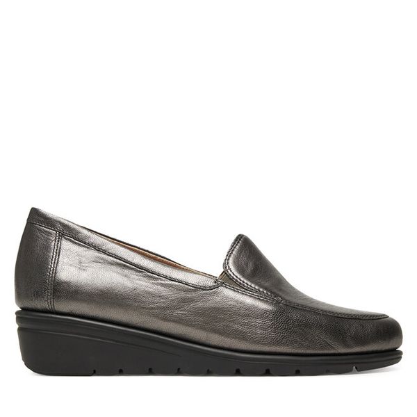 Półbuty Caprice. Szare czółenka Caprice, bez wzorów, bez obcasa, na koturnie, bez zapięcia. Za 199,99 zł.