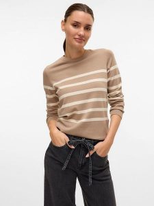 Vero Moda Sweter w kolorze beżowo-kremowym rozmiar: L. Brązowe swetry oversize Vero Moda, l, bez wzorów, bez ramiączek. Za 82,99 zł.