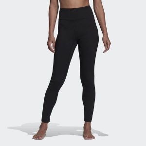 Legginsy z wysokim stanem damskie adidas YOGA ESSENTIALS. Czarne legginsy ADIDAS, bez wzorów, z materiału, z podwyższonym stanem. Za 229,00 zł.