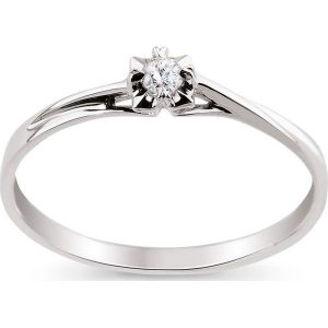 Wspaniały Pierścionek Białe Złoto - złoto białe 585, Brylant 0,05ct. Pierścionki marki W.KRUK. Za 1 290,00 zł.