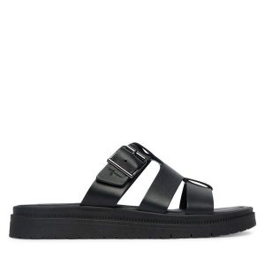 Klapki Tamaris. Czarne klapki Tamaris, bez wzorów, bez obcasa. Za 299,99 zł.