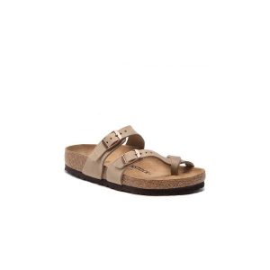 Klapki unisex Birkenstock Mayari Tobacco. Brązowe klapki Birkenstock, bez wzorów, z materiału, bez obcasa. Za 468,10 zł.