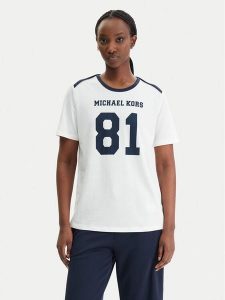 MICHAEL Michael Kors T-Shirt MR651WT97J Biały Relaxed Fit. Białe t-shirty MICHAEL Michael Kors, m, bez wzorów, z bawełny, bez kołnierzyka, bez ramiączek. Za 299,99 zł.