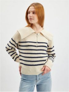 Orsay Sweter w kolorze kremowo-czarnym rozmiar: L. Brązowe swetry oversize Orsay, l, bez wzorów, ze splotem, bez ramiączek. Za 70,24 zł.