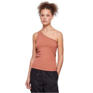 Damski tank top Urban Classics Asymmetric. Brązowe topy Urban Classics, bez wzorów, bez kołnierzyka, bez ramiączek. Za 93,00 zł.