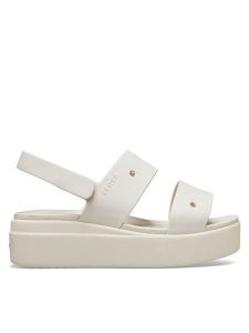 Crocs Sandały Brooklyn 4U 210676 Beżowy. Brązowe sandały Crocs, bez wzorów, z tworzywa sztucznego, bez obcasa, na płaskiej podeszwie, bez zapięcia. Za 259,99 zł.