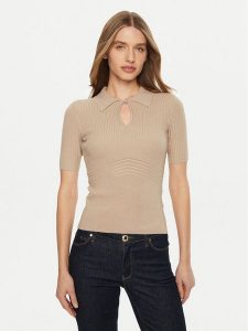 Guess Sweter W5RR10 Z2Y72 Beżowy Regular Fit. Brązowe swetry klasyczne Guess, xl, z wiskozy, bez kołnierzyka. Za 169,99 zł.