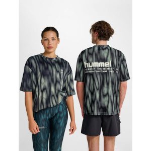 Koszulka Hummel Hiit AOP Loose. Szare bluzki Hummel, bez wzorów, sportowe, bez kołnierzyka, bez ramiączek. Za 203,50 zł.