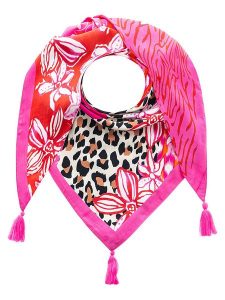 Zwillingsherz Chusta trójkątna w kolorze różowym - 200 x 95 cm rozmiar: onesize. Różowe apaszki i chusty Zwillingsherz, z aplikacjami, z materiału. Za 86,99 zł.