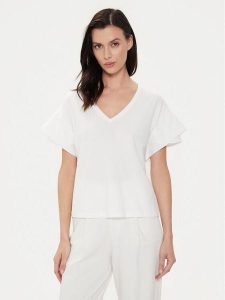 Sisley T-Shirt 3AIRL400M Biały Regular Fit. Białe t-shirty Sisley, m, bez wzorów, z bawełny, bez kołnierzyka, bez ramiączek. Za 89,99 zł.