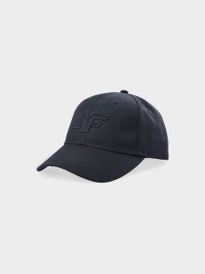 4F Czapka z daszkiem strapback uniseks - czarna S/M. Czarne czapki 4f, bez wzorów, z syntetyku, sportowe. W wyprzedaży za 29,99 zł.