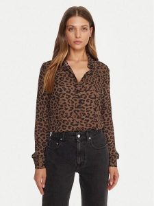 Guess Koszula W5BH73 WGLA2 Brązowy Regular Fit. Brązowe koszule Guess, s, z aplikacjami, z syntetyku, bez kołnierzyka, bez ramiączek. Za 249,99 zł.