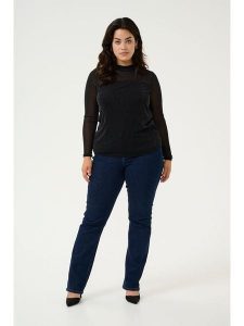 KAFFE curve Koszulka "Colgie" w kolorze czarnym rozmiar: L. Czarne bluzki KAFFE curve, l, bez wzorów, bez kołnierzyka, bez ramiączek. Za 69,99 zł.