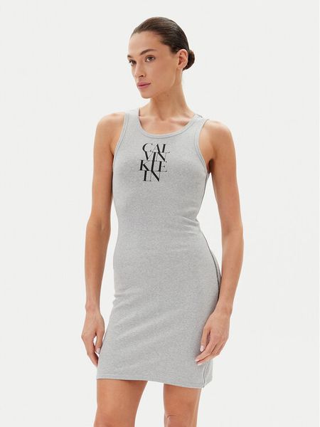 Calvin Klein Jeans Sukienka codzienna LV044C203G Szary Slim Fit. Szare kombinezony Calvin Klein Jeans, l, bez wzorów, z bawełny, bez kołnierzyka, bez ramiączek. Za 189,99 zł.