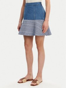 Guess Spódnica mini W5GD87 WH610 Niebieski Regular Fit. Niebieskie spódnice Guess, m, z aplikacjami, z bawełny, mini. Za 249,99 zł.