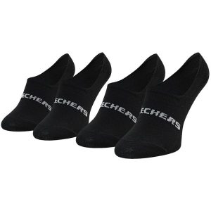 Skarpetki sportowe dla dorosłych 2PPK Mesh Ventilation Footies Socks. Czarne skarpetki Skechers, bez wzorów, z bawełny. Za 29,99 zł.