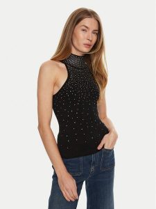 Marciano Guess Golf 4BGR37 5439Z Czarny Regular Fit. Czarne golfy Marciano Guess, z aplikacjami, z wiskozy. Za 419,99 zł.
