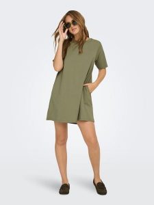 ONLY Sukienka w kolorze khaki rozmiar: S. Brązowe sukienki ONLY, s, bez wzorów, z bawełny, bez kołnierzyka, bez ramiączek, mini. Za 65,54 zł.