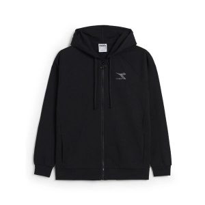 Bluza damska DIADORA L. HOODIE FZ CHROMIA. Czarne bluzy Diadora, l, bez wzorów, bez kaptura. Za 99,99 zł.