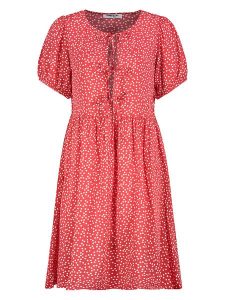 Sublevel Sukienka w kolorze czerwono-białym rozmiar: L. Czerwone sukienki Sublevel, l, bez wzorów, z wiskozy, bez kołnierzyka, bez ramiączek, midi. Za 104,99 zł.