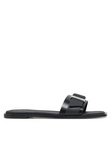 Calvin Klein Klapki Flat Slide W/Buckle - Lth HW0HW02490 Czarny. Czarne klapki Calvin Klein, bez wzorów, ze skóry, bez obcasa. Za 309,99 zł.