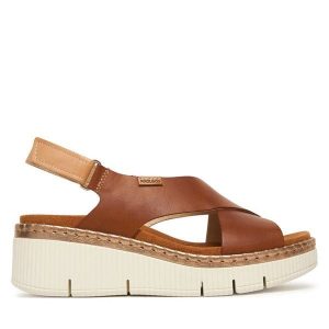 Sandały Pikolinos. Brązowe sandały Pikolinos, bez wzorów, bez obcasa, na koturnie, bez zapięcia. Za 599,99 zł.