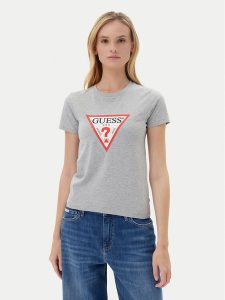 Guess Jeans T-Shirt W4YI04 J1314 Szary Slim Fit. Szare t-shirty Guess Jeans, xl, z aplikacjami, z bawełny, bez kołnierzyka, bez ramiączek. Za 109,99 zł.