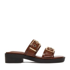 Klapki Beverly Hills Polo Club. Brązowe klapki Beverly Hills Polo Club, bez wzorów, bez obcasa. Za 179,99 zł.