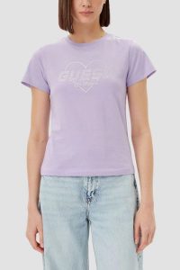 GUESS Lawendowy t-shirt Narciso. Fioletowe t-shirty Guess, s, z aplikacjami, bez kołnierzyka, bez ramiączek. W wyprzedaży za 161,99 zł.
