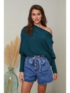 Joséfine Sweter "Isaszeg" w kolorze ciemnozielonym rozmiar: XL. Zielone swetry oversize Joséfine, xl, bez wzorów, z kaszmiru, bez ramiączek. Za 130,99 zł.