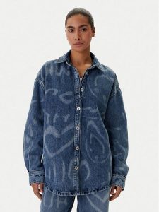 HUGO Koszula jeansowa Garesa_4_B 50553558 Niebieski Oversize. Niebieskie koszule Hugo, s, bez wzorów, z bawełny, bez kołnierzyka, bez ramiączek. Za 419,99 zł.