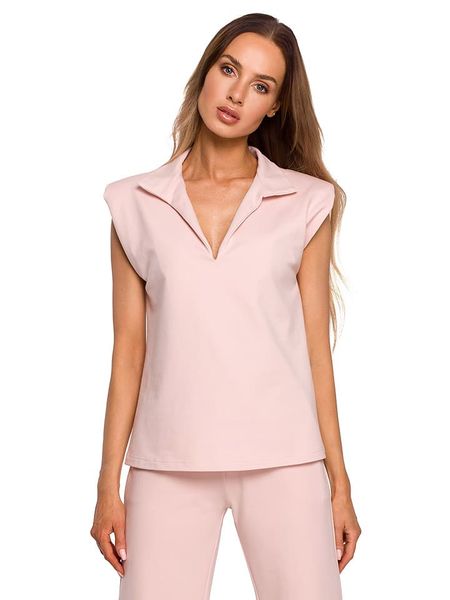 Made of emotion Bluzka w kolorze jasnoróżowym rozmiar: XL. Różowe bluzki Made Of Emotion, xl, bez wzorów, bez kołnierzyka, bez ramiączek. Za 65,38 zł.