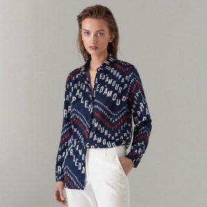 Koszula oversize z nadrukiem - Niebieski. Koszule marki Mohito. Za 99,99 zł.